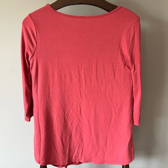 Zenana Premium Coral Top w/Tie Medium 3/4 Sleeve - Picture 4 of 4